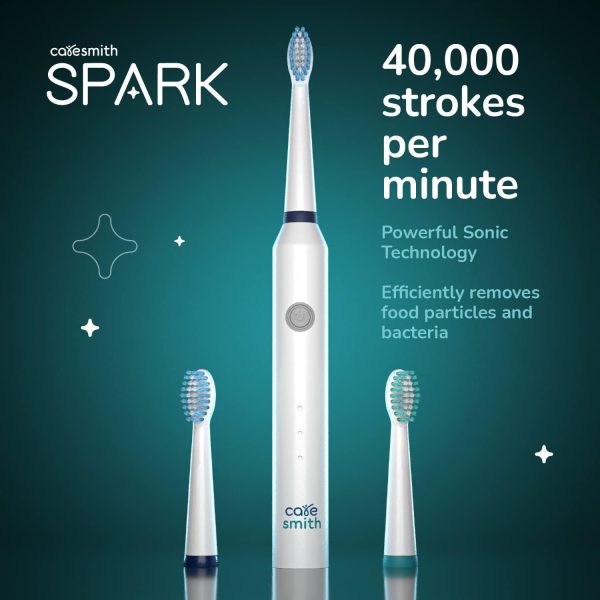 Caresmith Spark Rechargeable Electric Toothbrush | 6 Operating Modes | 40000 Vibrations per Minute | 2 Brush Heads (White) - Image 8