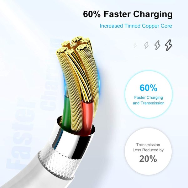 AILKIN CABLE Apple MFi Certified iPhone Charger Cable, Apple Lightning to USB Cable Cord, 2.4A Fast Charging, Apple Phone Long Chargers for iPhone 14/13/12/11/ X/XS/XR/8/7/6/SE Plus Pro Max Mini - Image 5