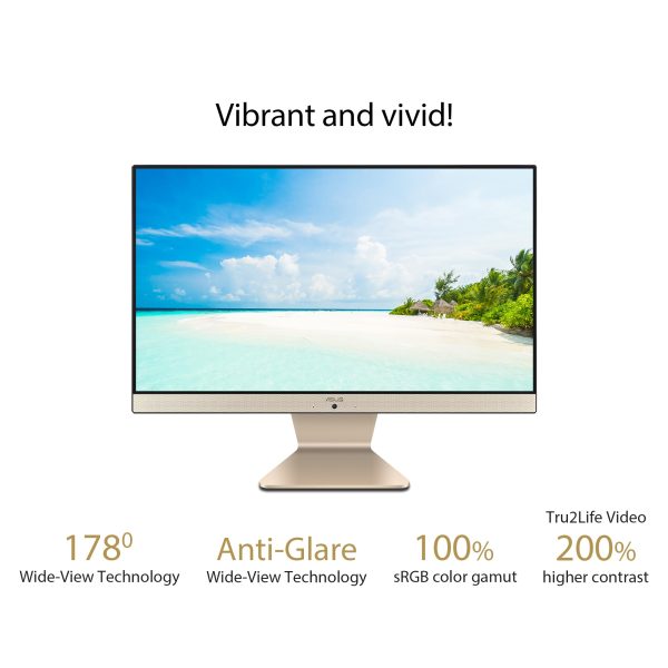 ASUS Vivo AiO V222, 4 core Intel Pentium Silver J5040, 21.5" (54.61cm), All-in-One Desktop (8GB/256GB SSD/Win11/1Year McAfee Security/Wired Keyboard & Mouse Included/Black/4.8 kg), V222GAK-BA034W - Image 4