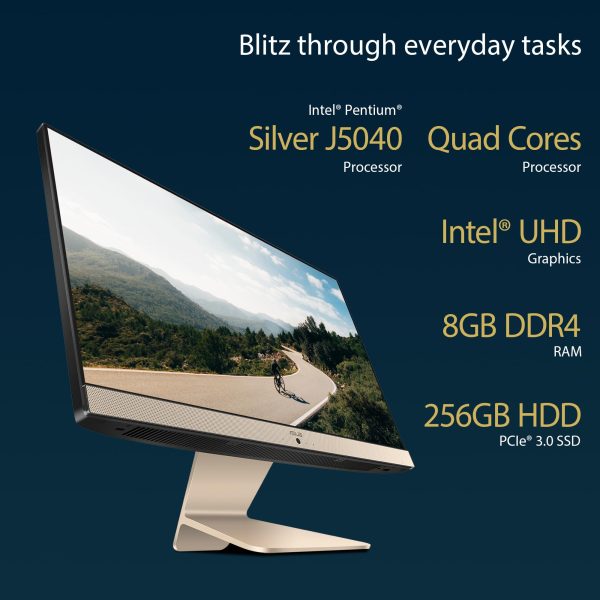 ASUS Vivo AiO V222, 4 core Intel Pentium Silver J5040, 21.5" (54.61cm), All-in-One Desktop (8GB/256GB SSD/Win11/1Year McAfee Security/Wired Keyboard & Mouse Included/Black/4.8 kg), V222GAK-BA034W - Image 7
