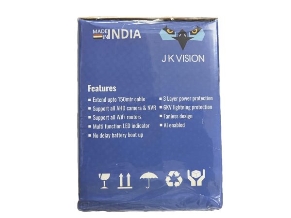 JK Vision DC UPS for CCTV with Artificial Intelligence, Auto Charge, Surge Protection, LED Indicator (14.5V, 5A Charger, 13200 MAH) (4/8 Channel DVR/NVR Supported) - Image 3