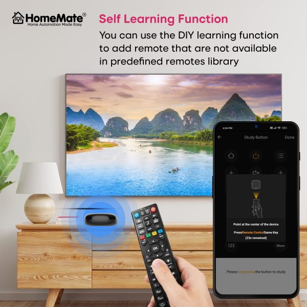 HomeMate® Wi-Fi Smart IR Control Hub (Pack of 1) | Smart Air Conditioner Remote | Compatible With Alexa, Google Home | All In One Infrared Remote For Smart Home | Black - Image 6